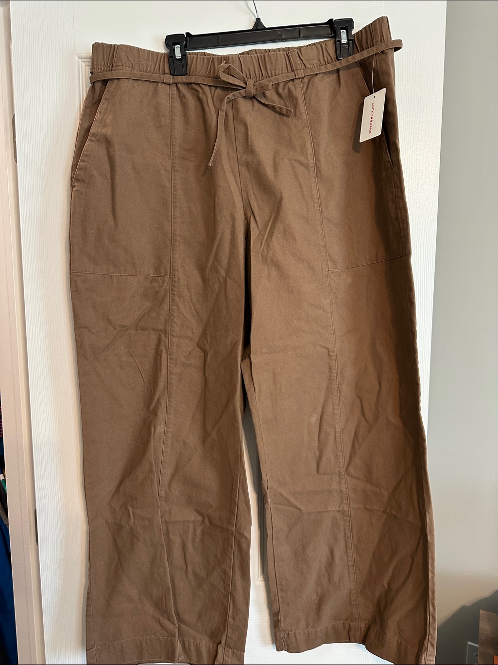 Brown Drawstring Casual Pants